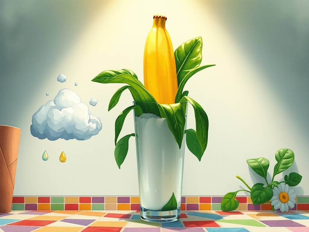 Fruit Smoothie: Banana + Spinach + Yogurt