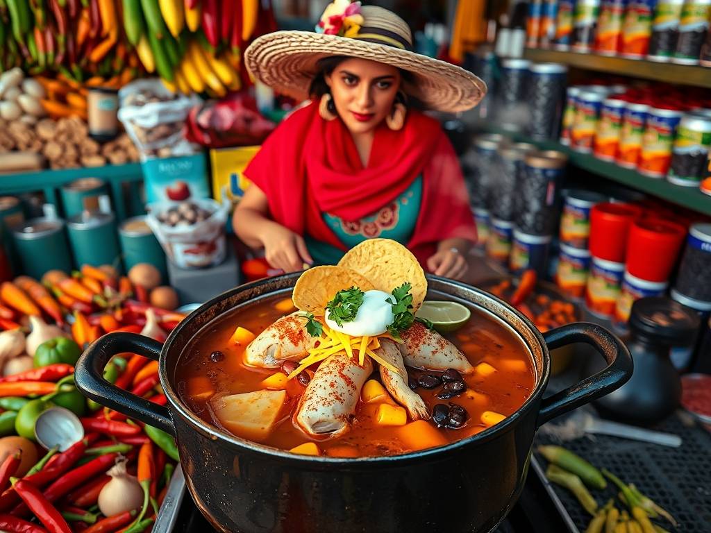 How to Make Chicken Tortilla Soup: Spicy, Corn & Black Beans, Top with Tortilla Chips(1)