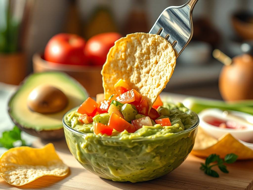 How to Make Guacamole: Mash Avocado, Add Tomato & Onion, Dip Chips