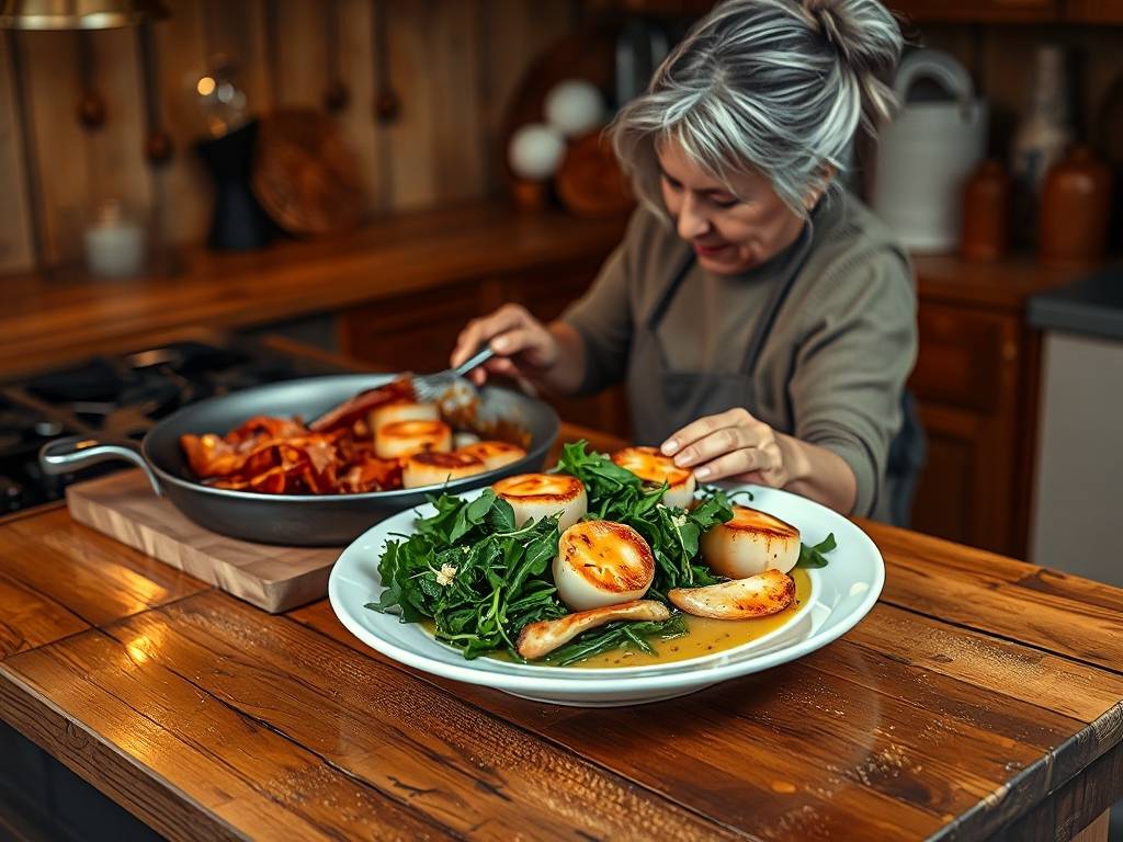 How to Cook Scallops with Bacon and Spinach Sauce