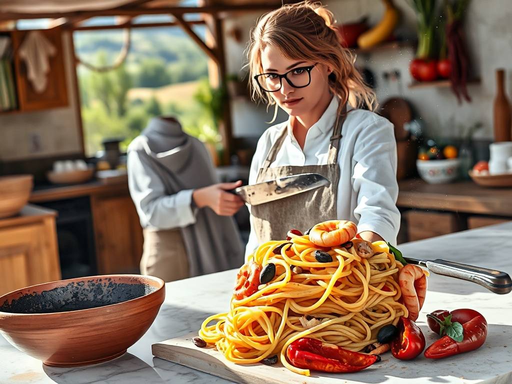 How to Cook Squid Ink Pasta with Calamari(1)
