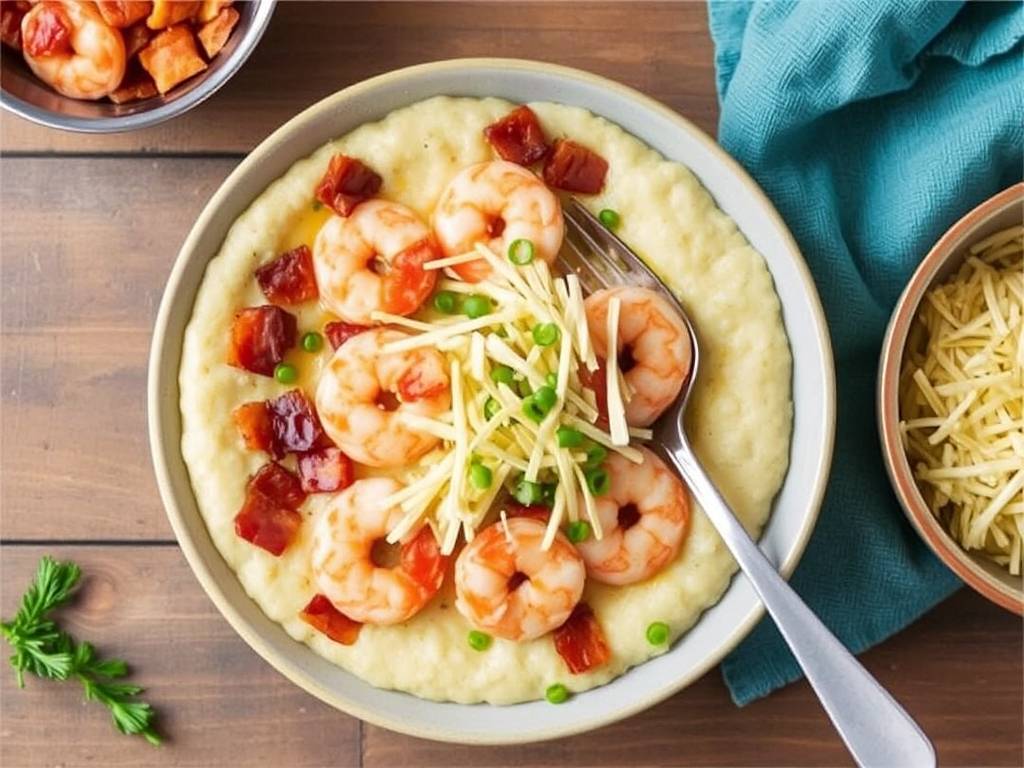 How to Make Shrimp and Grits with Bacon and Cheese(1)