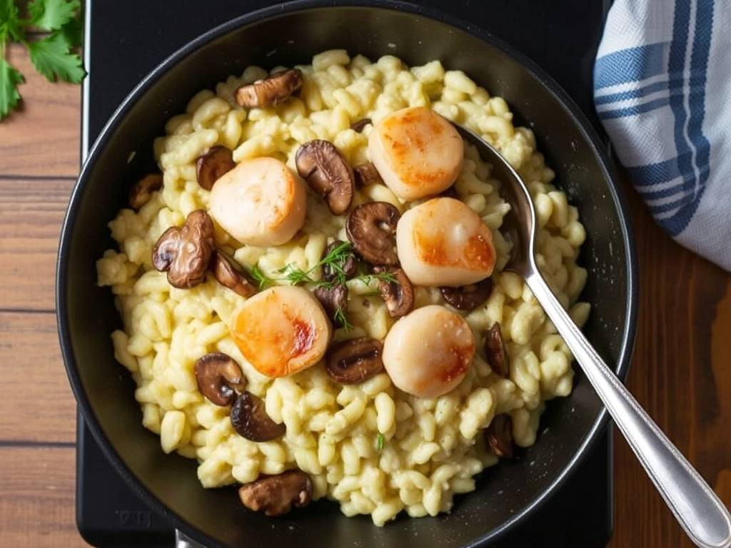 How to Make Seafood Risotto with Scallops and Mushrooms(1)