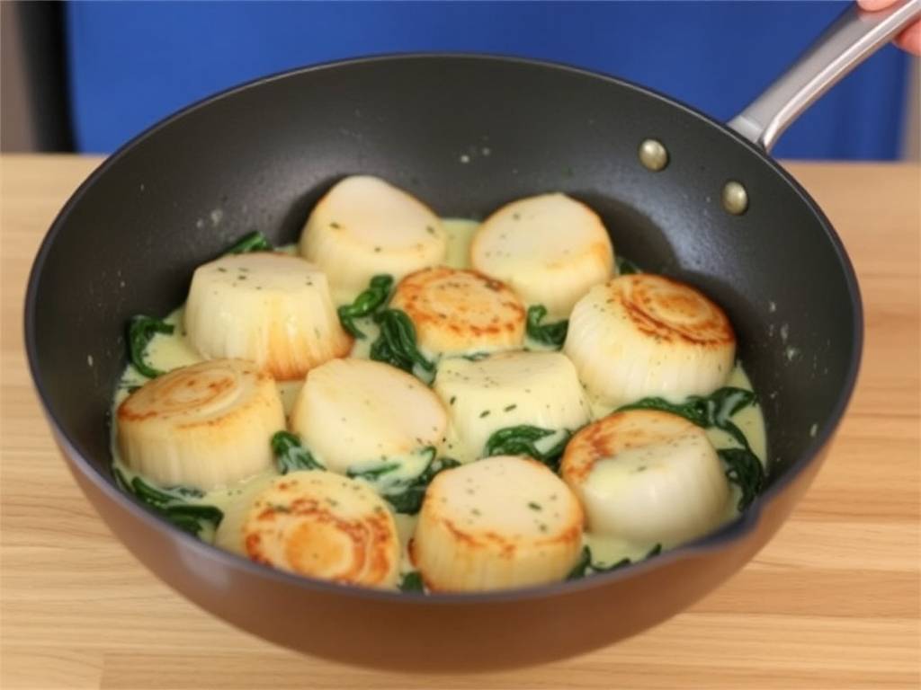 How to Cook Scallops with Spinach and Cream Sauce How to Cook Scallops with Spinach and Cream Sauce
