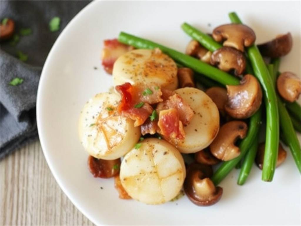 How to Cook Scallops with Bacon and Mushrooms(1)
