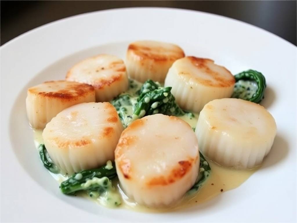 How to Cook Scallops with Spinach and Cream(1)